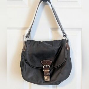 Dooney and Bourke Wayfarer Brown Nylon Flap Shoulder Bag